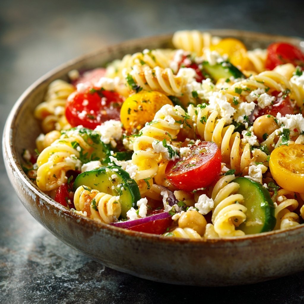 Mediterraner Nudelsalat Mit Kichererbsen