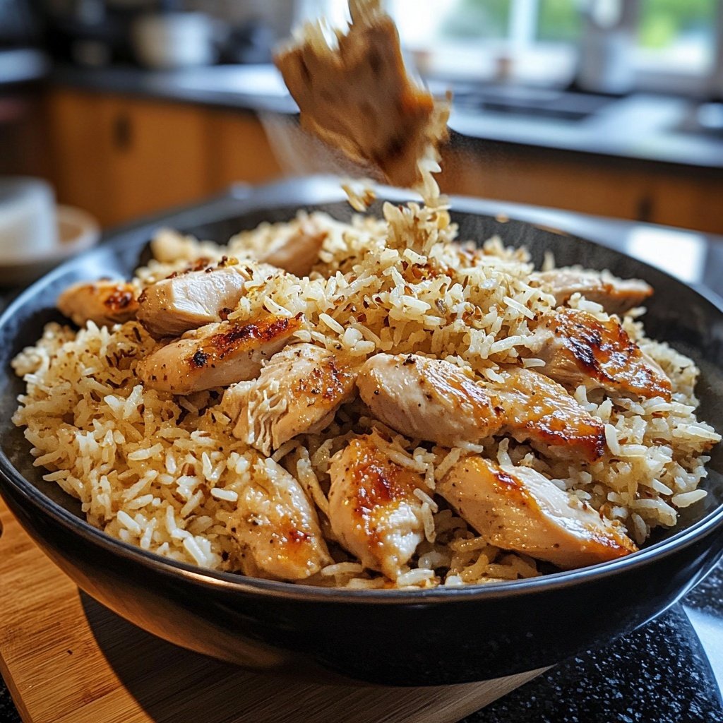 High Protein Bowl mit Reis und Hähnchen