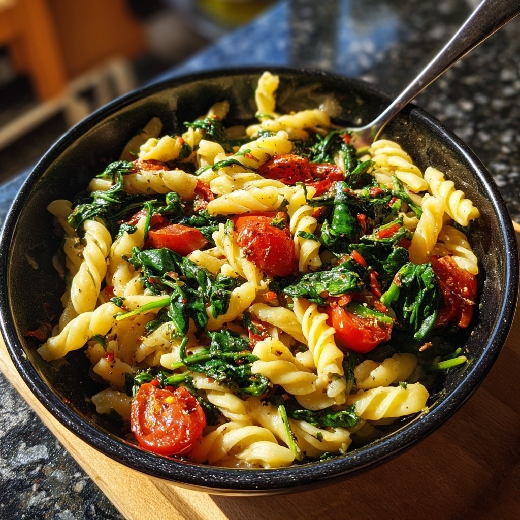 Mediterraner Nudelsalat Mit Spinat